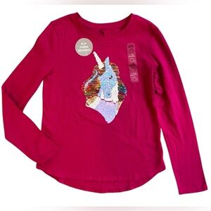 🆕Gap Kids Unicorn Flip Sequin Shirt - Pink Girls Size 10